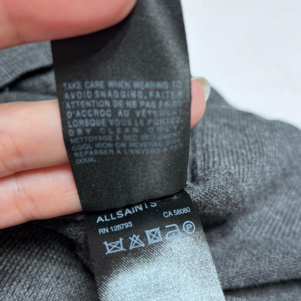 ALLSAINTS Drina Draped Layer Merino Wool Sweater Dress in Charcoal Gray 8 - Picture 7 of 9
